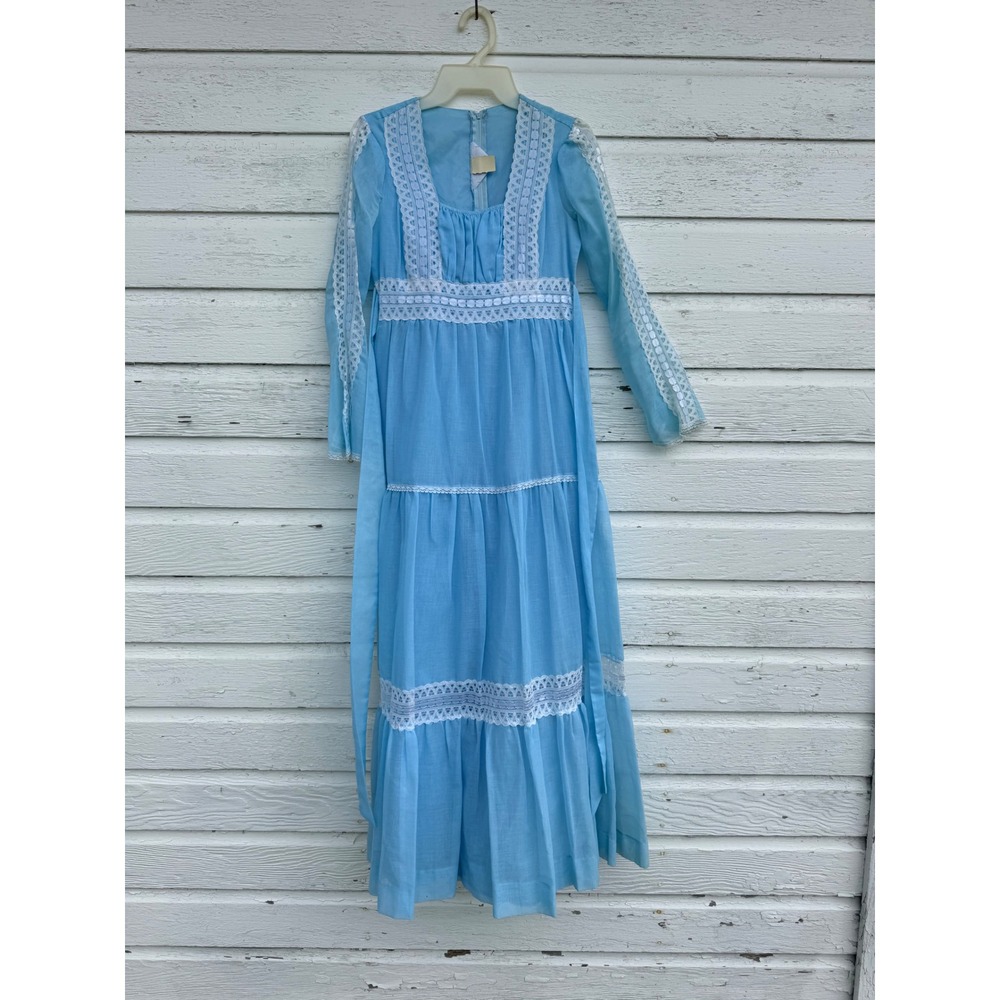JCPenney Fashions Vintage Maxi Dress‎ Women's Size 9 Blue  Lace Prairie Boho